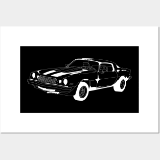 Camaro Bumble Bee White Outline Posters and Art